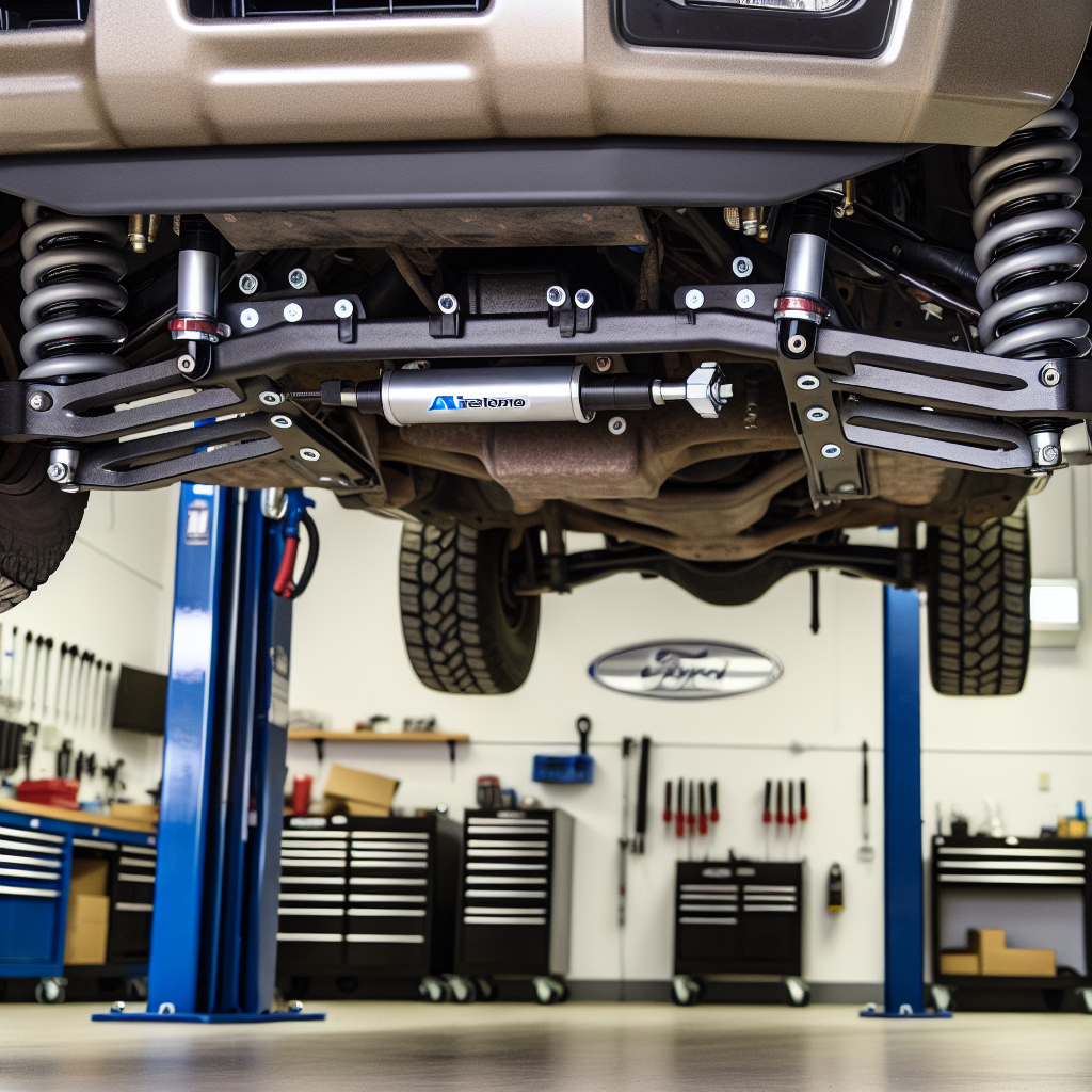 Image of the Airlift 7500 suspension system on a Ford F-350