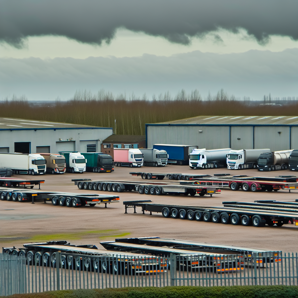 Fleet of trailers parked in a yard