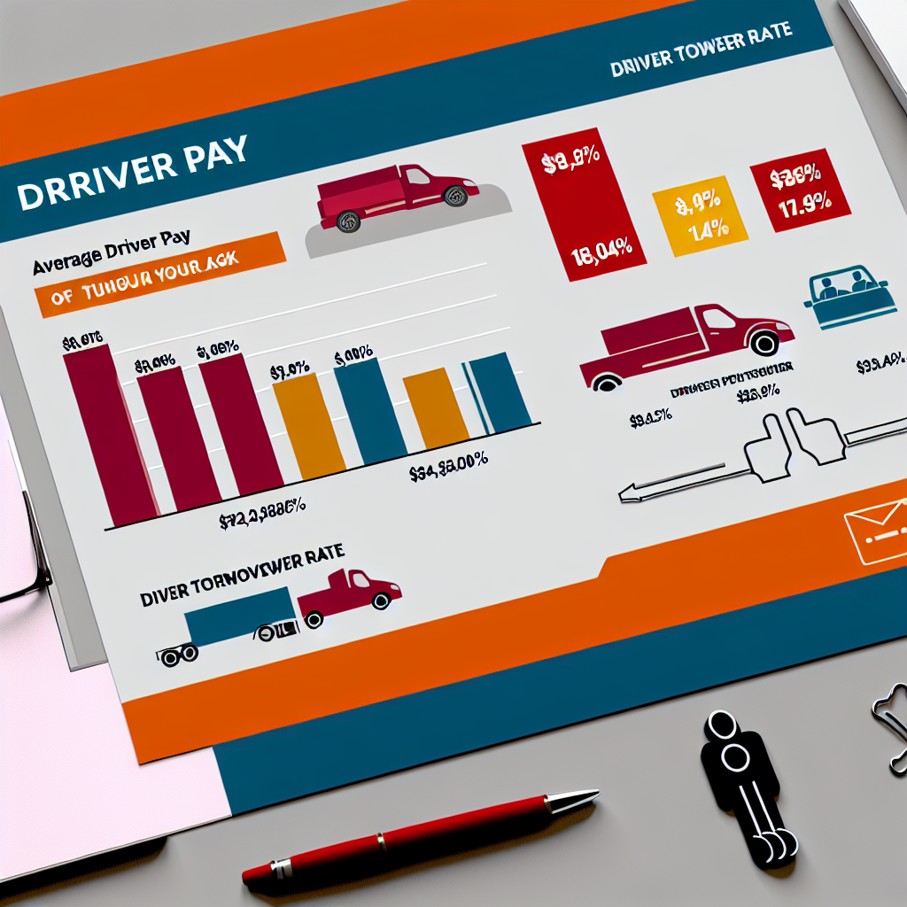 Driver pay statistics in the transportation sector, highlighting key figures such as average driver pay and turnover rates without text.