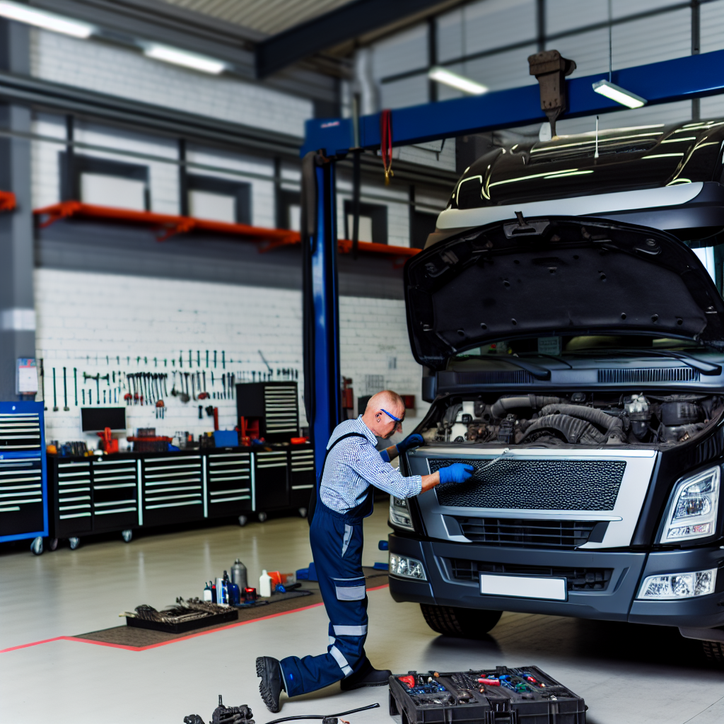 Mechanic inspecting a truck