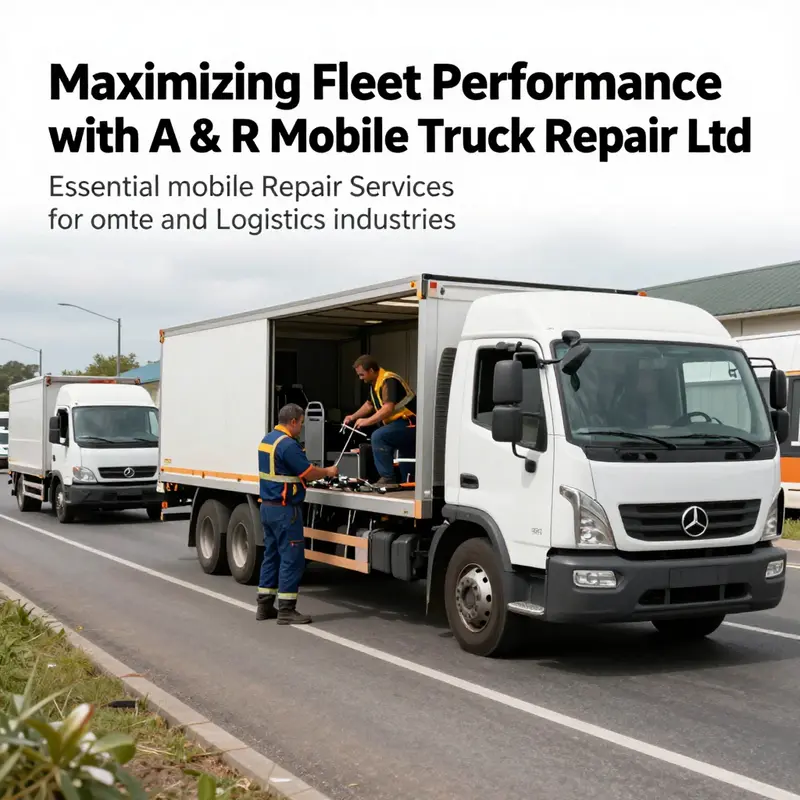 Technicians providing mobile truck repair services on a busy roadside.