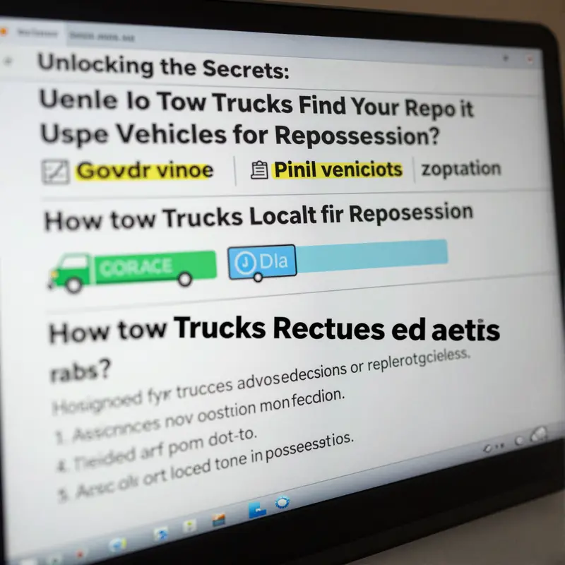 A tow truck utilizes GPS technology to track vehicles for repossession.