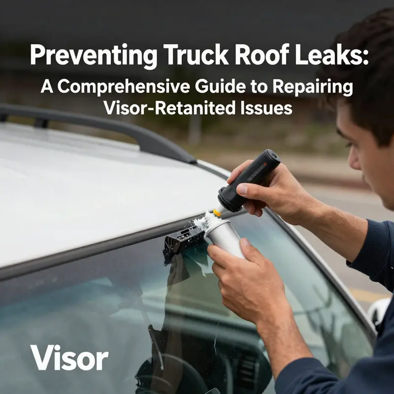 Mechanic identifying leak source at the truck’s sun visor.