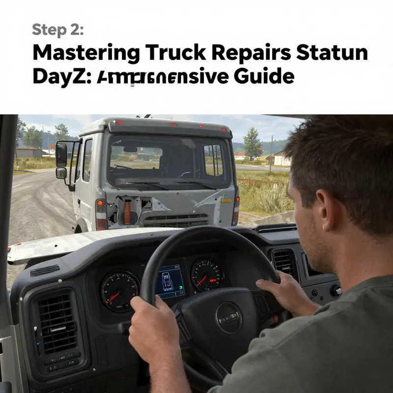 Finding a damaged truck near a gas station, an ideal spot for vehicle repairs in DayZ.