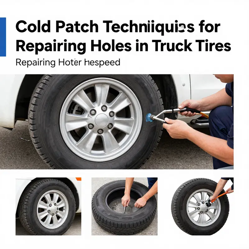 Technician performing a Mushroom Plug repair on a truck tire.