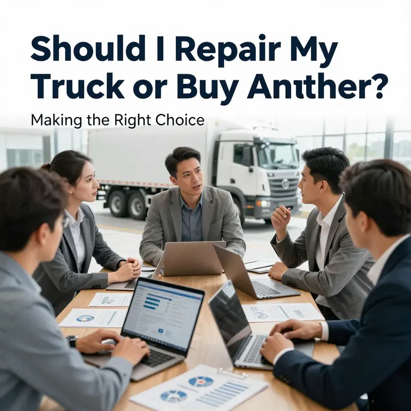 A mechanic assesses repair costs as part of the evaluation process for truck maintenance.