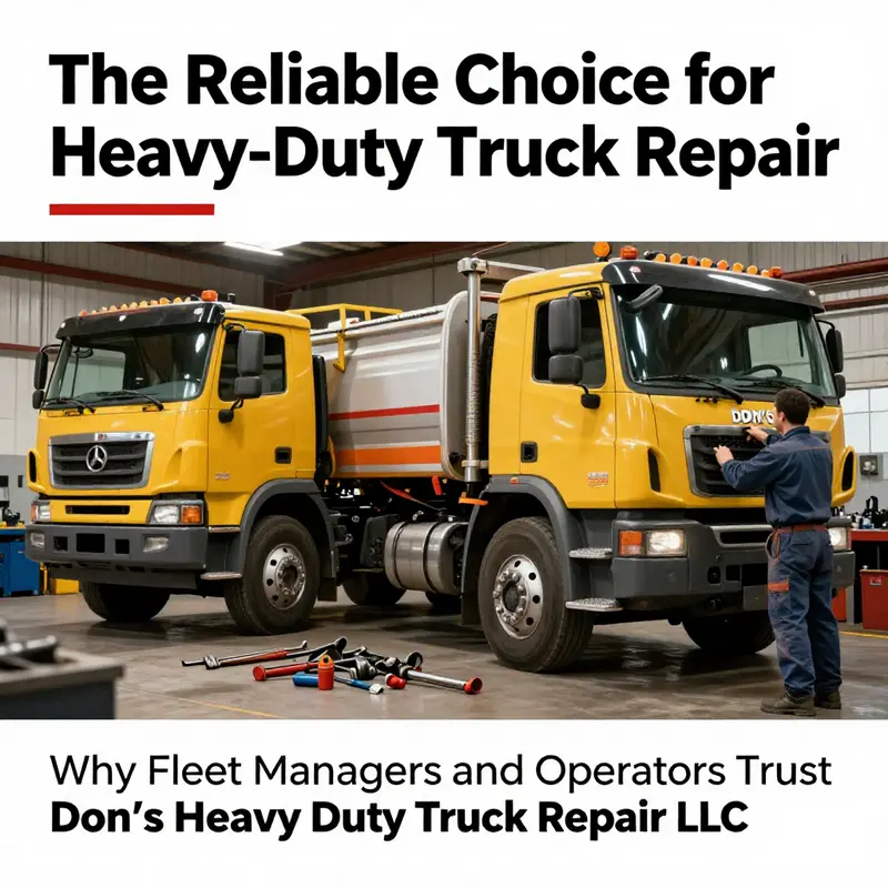 An engaging view of technicians repairing heavy-duty trucks, representing the essence of quality service at Don's Heavy Duty Truck Repair.