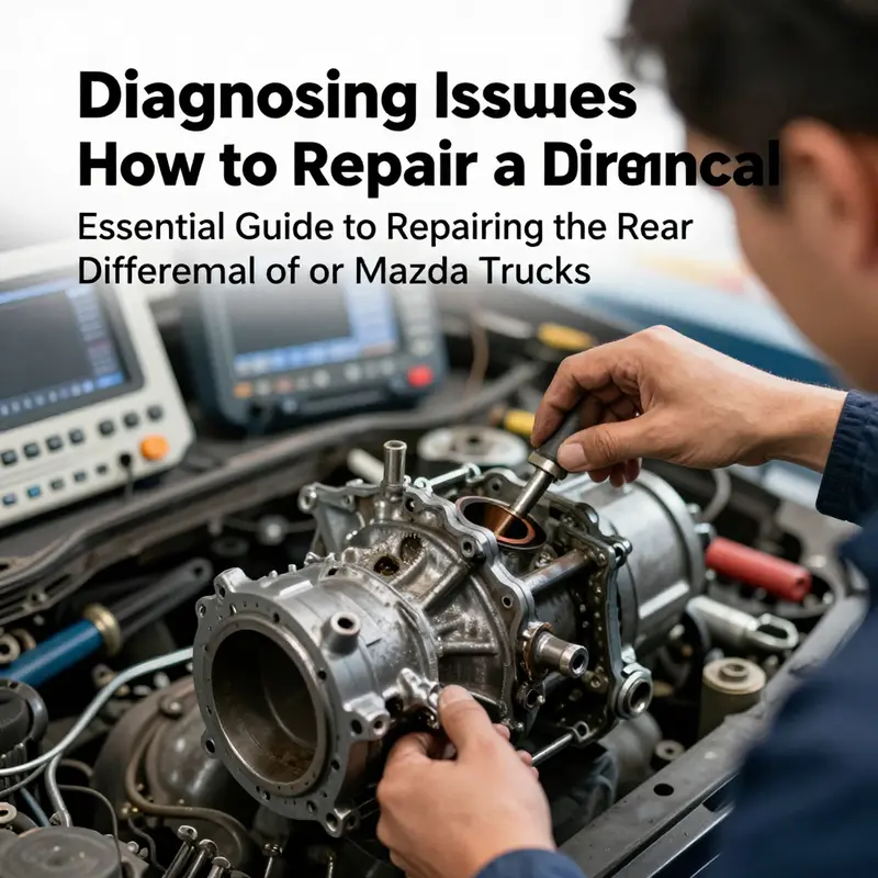 A technician diagnosing the rear differential of a Mazda truck, highlighting the importance of accurate problem identification.
