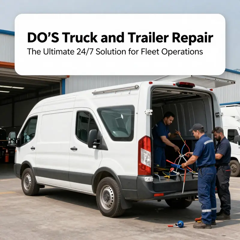 Mobile mechanics diligently servicing a truck on-site, exemplifying DO’S commitment to operational excellence.
