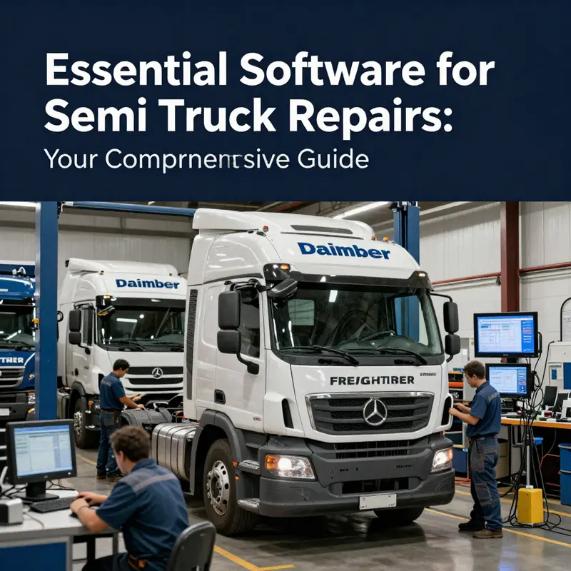 Mechanic utilizing E-Scan diagnostics to ensure effective semi-truck repairs.