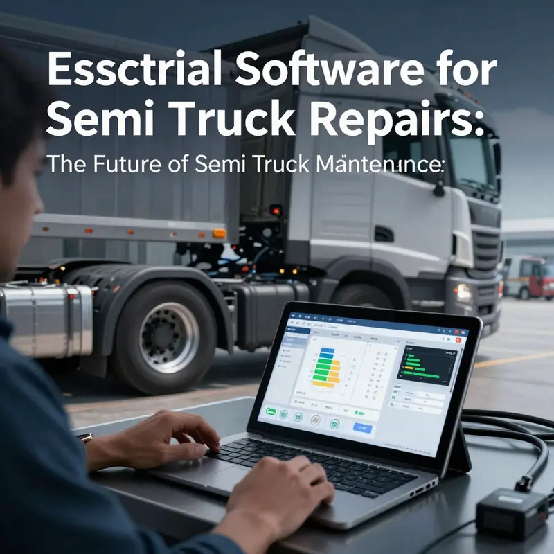 Mechanic utilizing E-Scan diagnostics to ensure effective semi-truck repairs.
