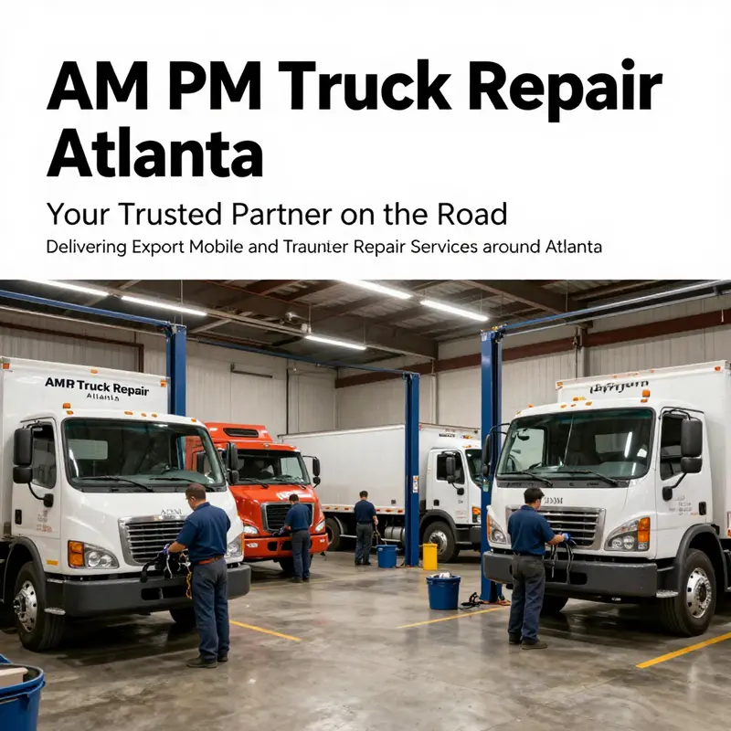 Technicians working diligently in a repair workshop at AM PM Truck Repair Atlanta.