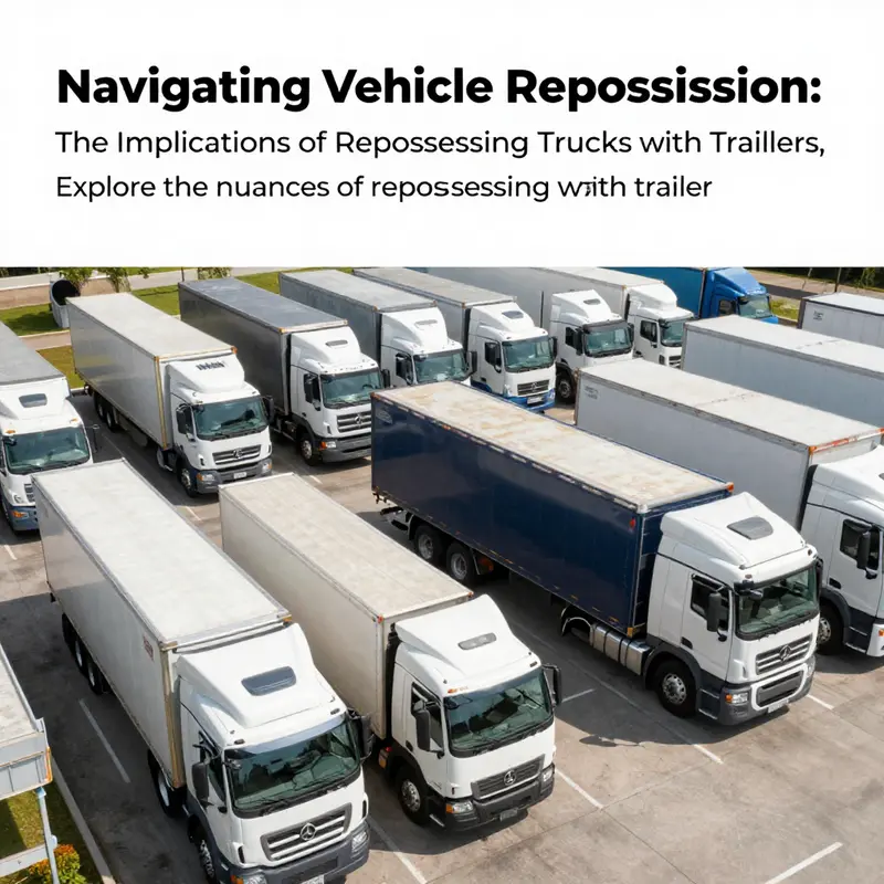 A fleet of trucks organized in a parking area, highlighting the context for repossession discussions.