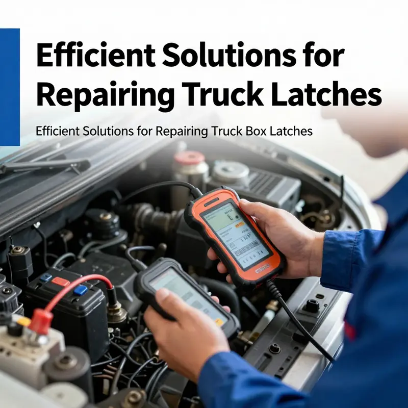 A technician expertly replaces a damaged latch on a truck box, illustrating the repair process.