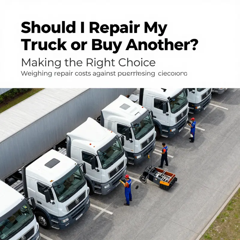 Aerial view of multiple trucks, some in service repair, illustrating the decision matrix of truck maintenance.