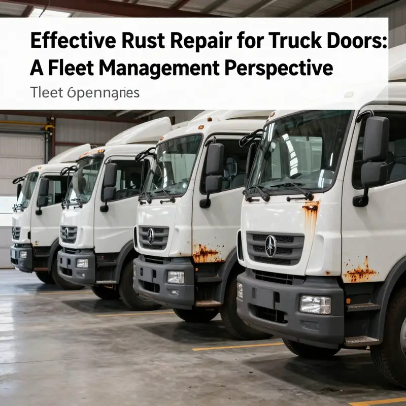 A well-maintained fleet of trucks with rust-free doors, representing effective fleet management practices.