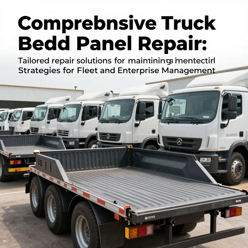 A lineup of trucks in a fleet, each exhibiting intact and well-maintained truck bed panels, underscoring the importance of regular repairs.