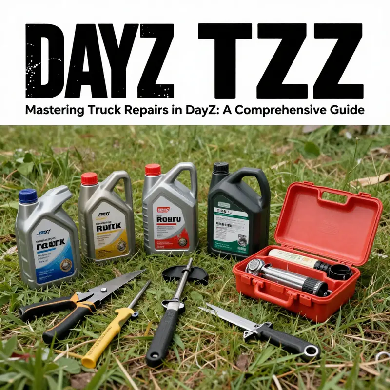 Finding a damaged truck near a gas station, an ideal spot for vehicle repairs in DayZ.