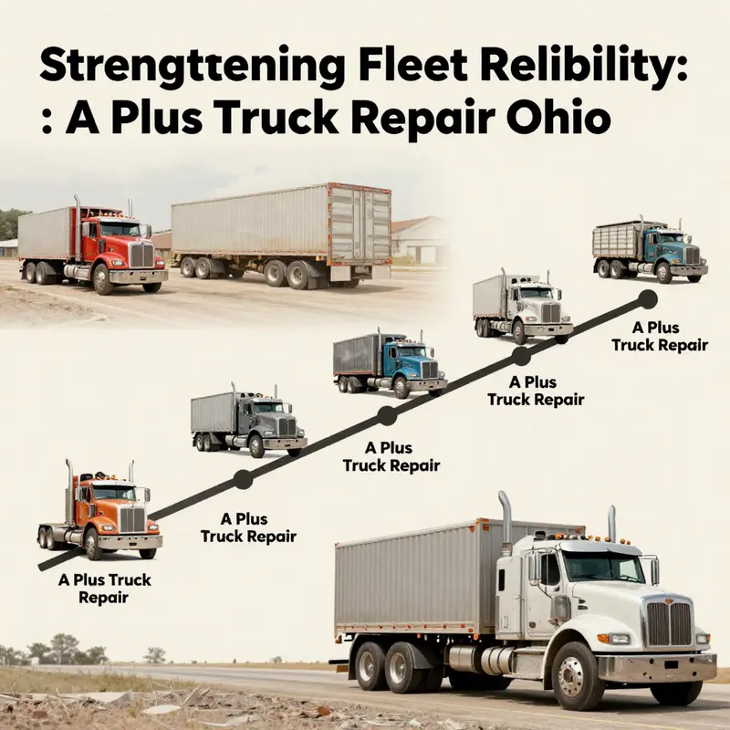 A Plus Truck Repair’s fully equipped workshop featuring skilled mechanics at work.