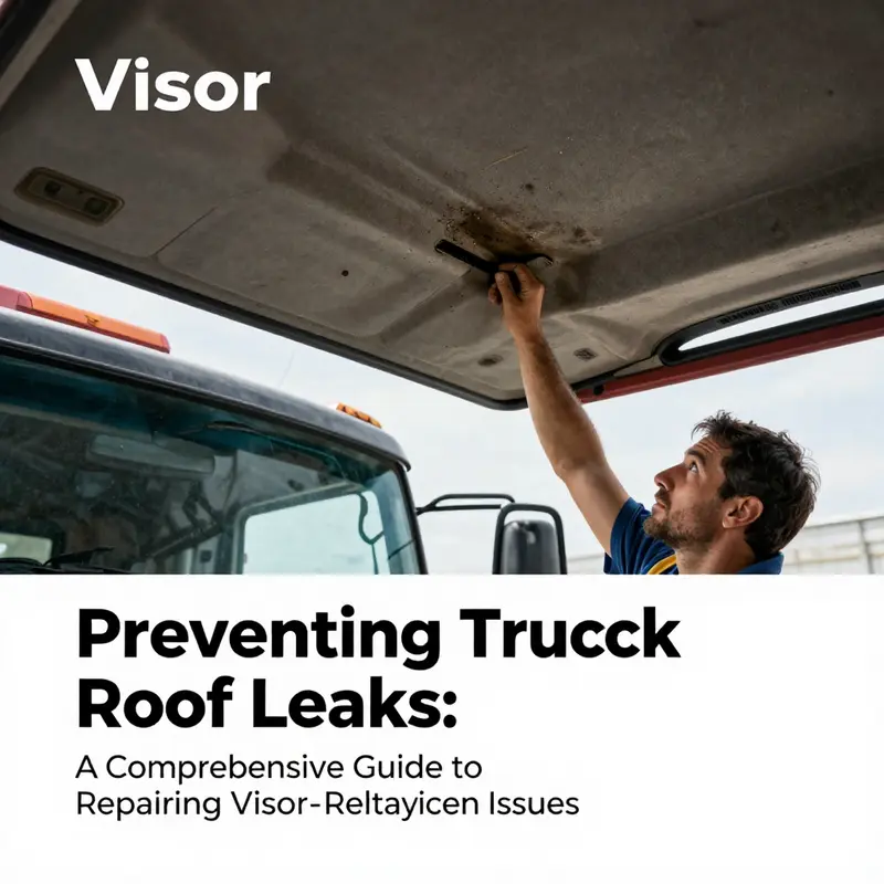 Mechanic identifying leak source at the truck’s sun visor.