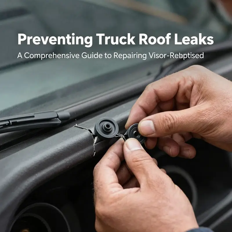 Mechanic identifying leak source at the truck’s sun visor.