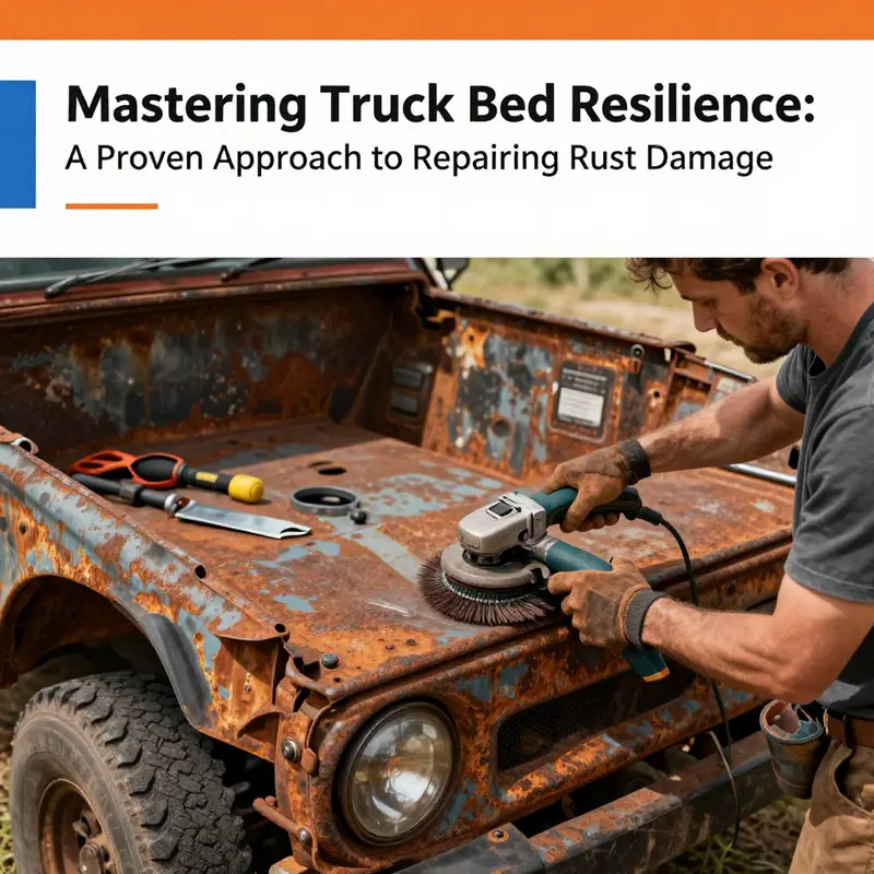 Inspection process highlighting various types of rust damage on a truck bed.