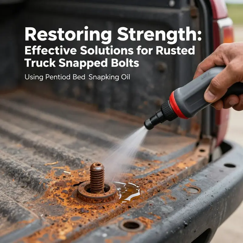 A mechanic applies penetrating oil to a rusted bolt, the first step in the repair process.