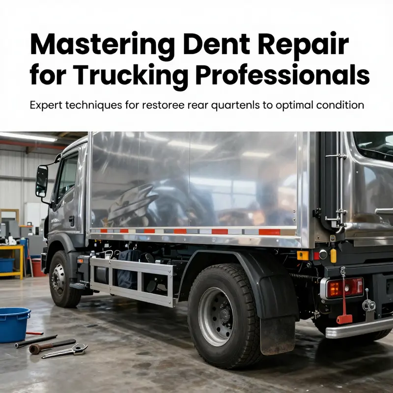 A well-maintained truck in a workshop, surrounded by repair tools and materials.