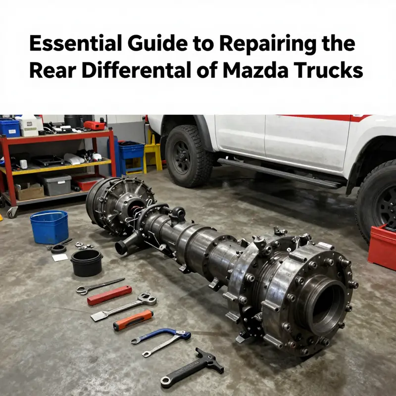 A technician diagnosing the rear differential of a Mazda truck, highlighting the importance of accurate problem identification.