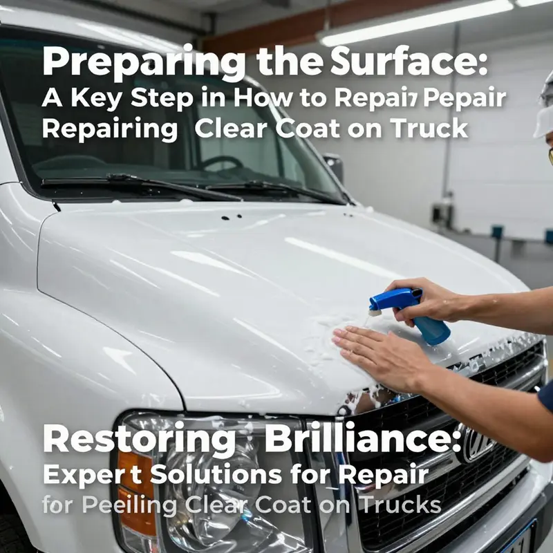 An expert assesses the condition of a truck’s clear coat to identify the extent of peeling.