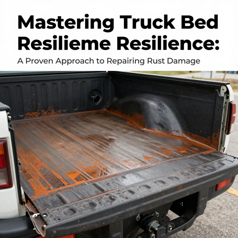 Inspection process highlighting various types of rust damage on a truck bed.