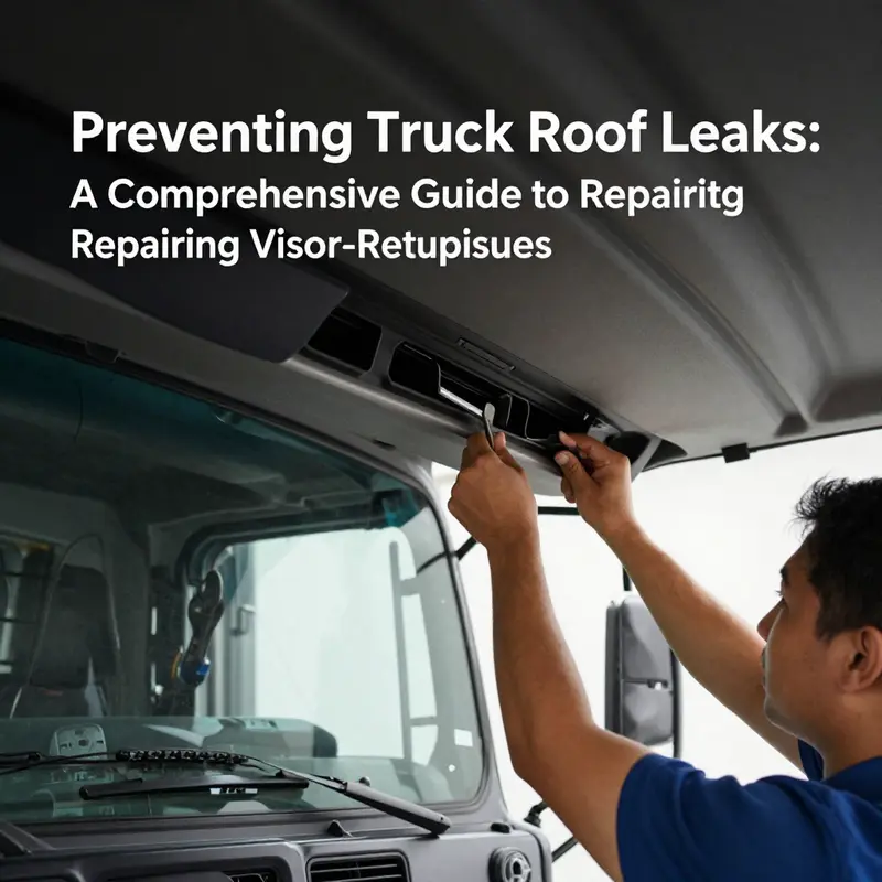 Mechanic identifying leak source at the truck’s sun visor.