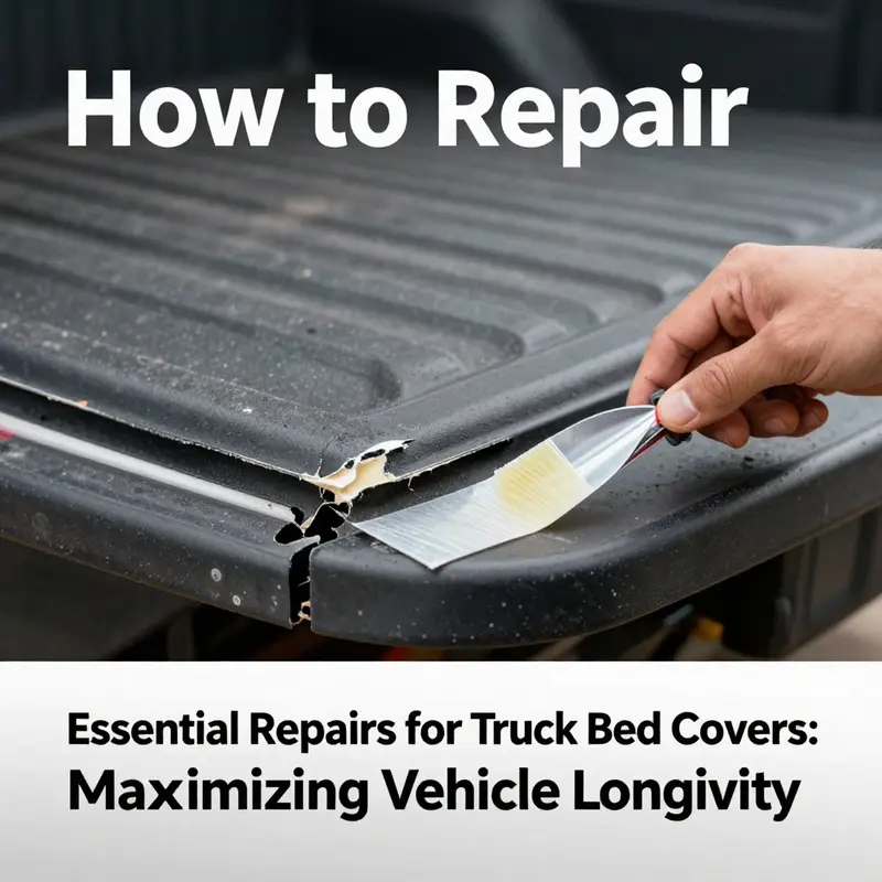 Repairing small tears on a fabric truck bed cover to ensure cargo protection.