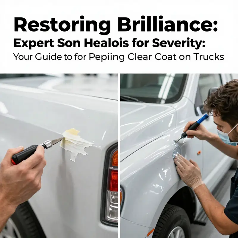 An expert assesses the condition of a truck’s clear coat to identify the extent of peeling.