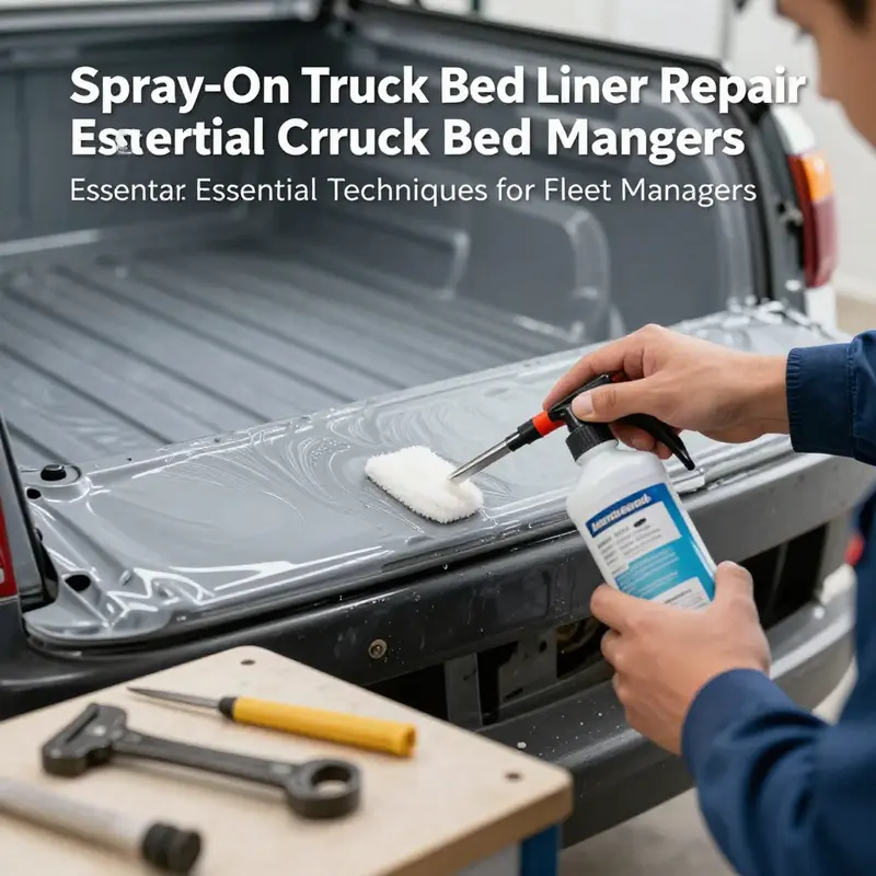 Fleet manager evaluating the condition of a truck bed liner before repairs.