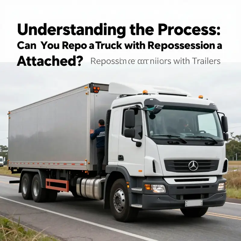 A repossession agent retrieving a truck with trailer, emphasizing the complexities involved in the process.