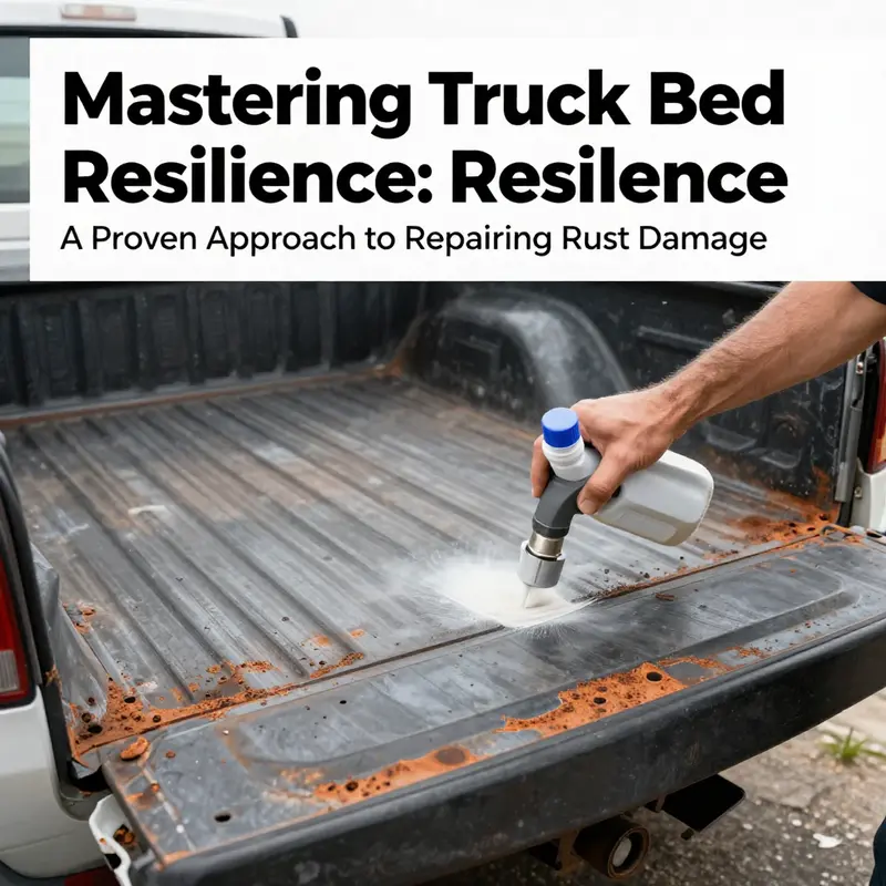 Inspection process highlighting various types of rust damage on a truck bed.