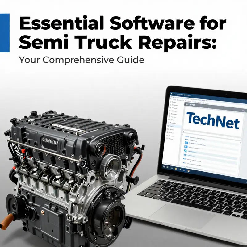 Mechanic utilizing E-Scan diagnostics to ensure effective semi-truck repairs.