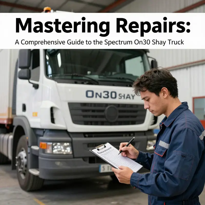 Organized model parts essential for the repair of the Spectrum On30 Shay truck.