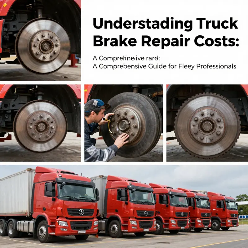 An image depicting various aspects of truck brake repairs and maintenance, depicting the importance of timely service.
