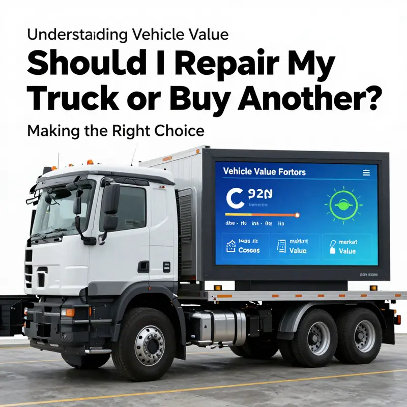 A mechanic assesses repair costs as part of the evaluation process for truck maintenance.