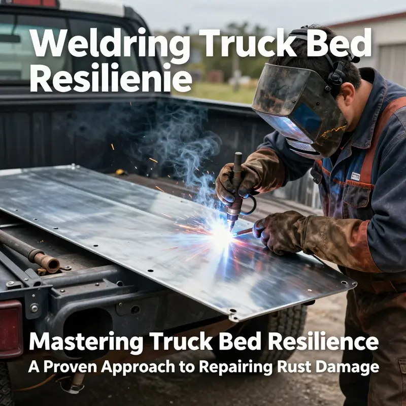 Inspection process highlighting various types of rust damage on a truck bed.