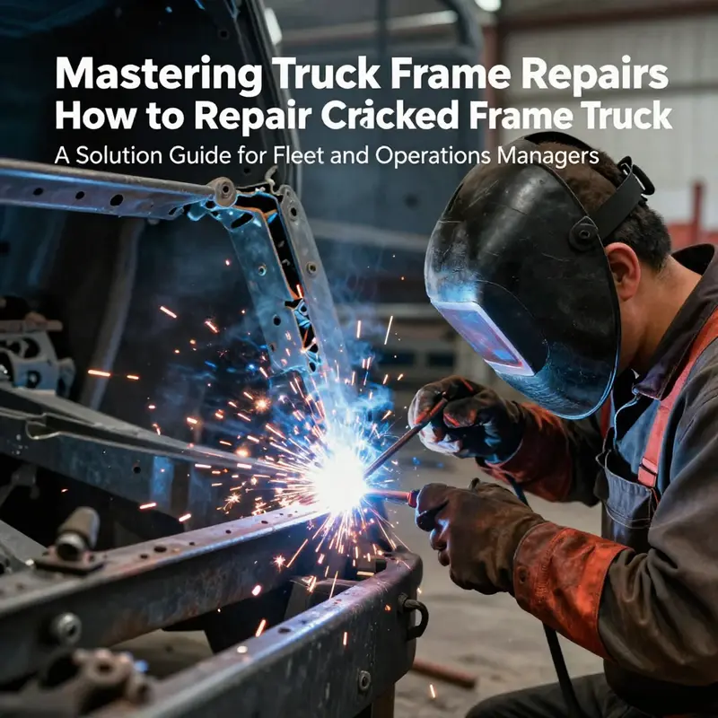 A mechanic using advanced diagnostic tools to inspect a truck frame for cracks.