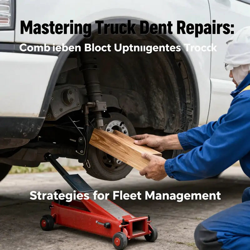 A fleet manager efficiently applying a suction cup dent puller to repair a minor dent in a truck.
