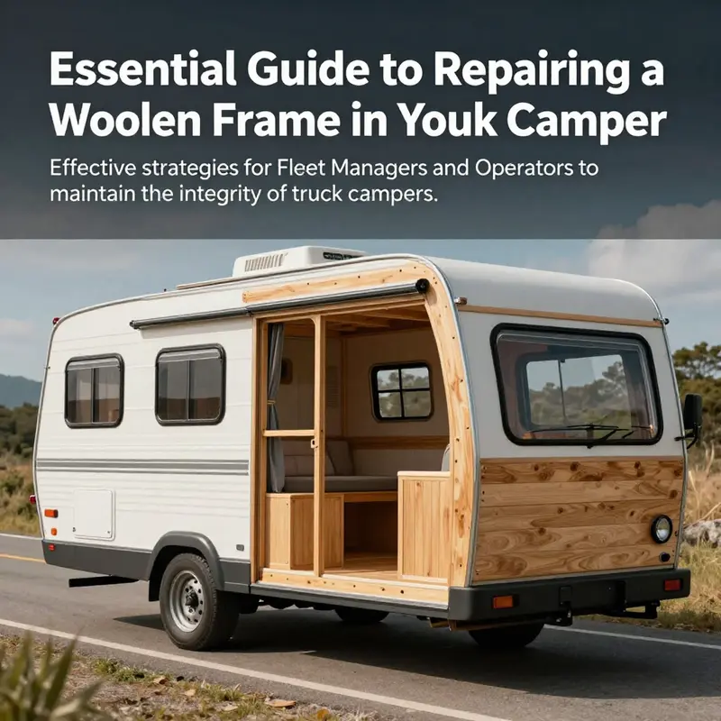 A truck camper with a robust wooden frame driving on a scenic road, representing quality and durability in repairs.