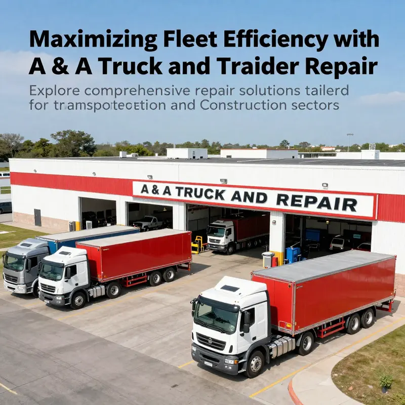 A comprehensive view of the A & A Truck and Trailer Repair facility in Des Moines, highlighting active vehicle repairs.