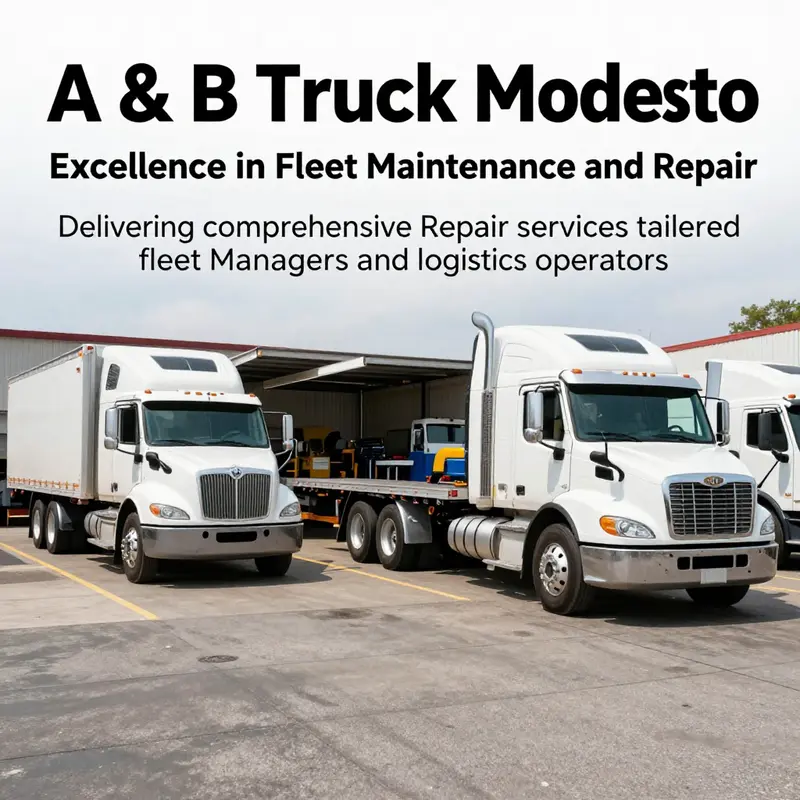 Trucks being repaired at A & B Truck Repair in Modesto, reflecting the facility's extensive service capabilities.