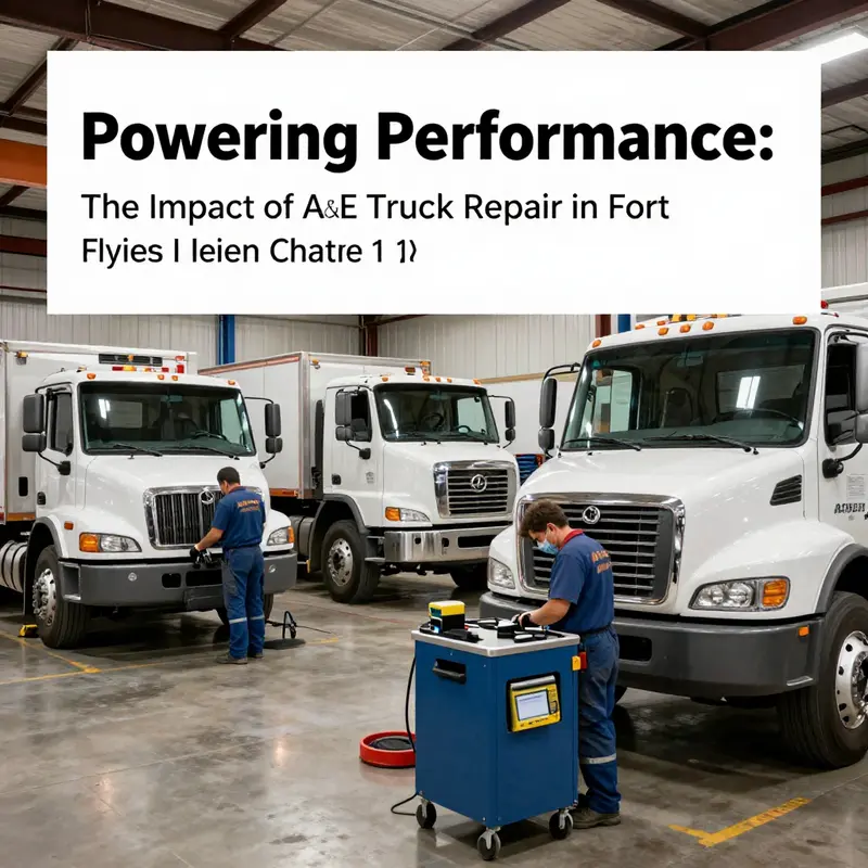 Mechanics at A&E Truck Repair diligently servicing a large truck, highlighting the facility’s capabilities and expertise.