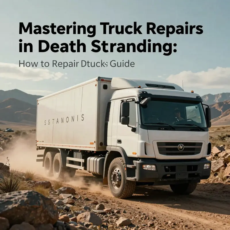 A player positions their truck on a repair lift, showcasing the critical first step in the repair process.