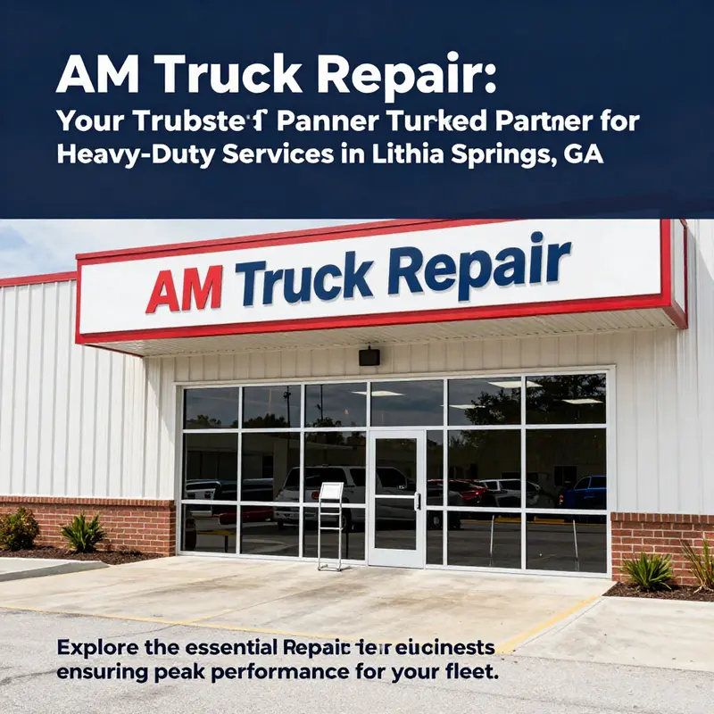 Exterior view of AM Truck Repair's facility in Lithia Springs, GA, showcasing a welcoming environment.